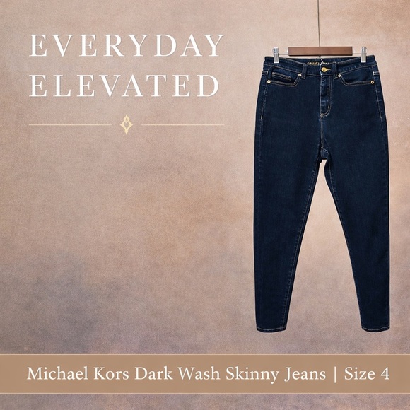 Michael Kors Denim - Michael Kors Size 4 Dark Wash Skinny Jeans | Gold Hardware